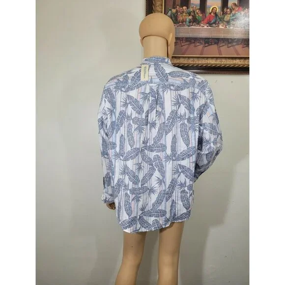 Caribbean Mens Shirt Size XL Long Sleeve Button Up White Linen Blend. NWT 37 - Picture 5 of 11